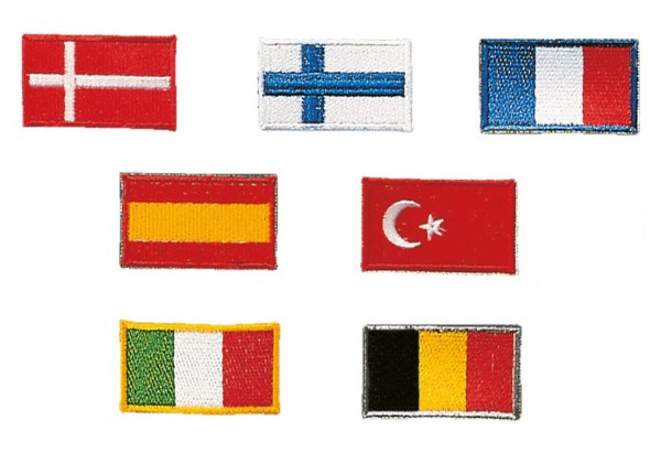 Sewn badges national flags